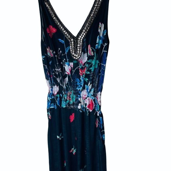 EUC ANGL Floral Black Sequined Printed Jumpsuit Medium - Picture 1 of 7